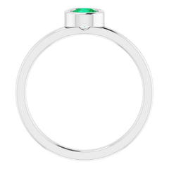 Platinum 4.5 mm Natural Emerald Ring