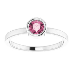 Platinum 4.5 mm Natural Pink Tourmaline Ring