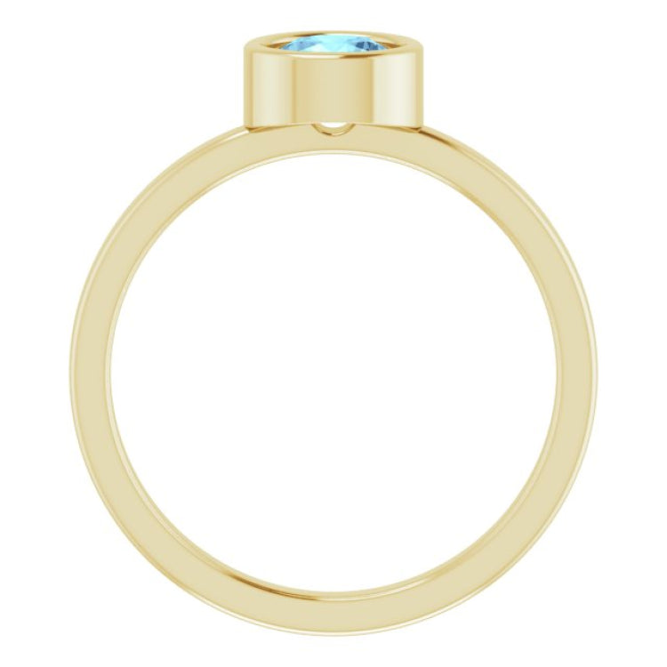 14K Yellow 5.5 mm Natural Aquamarine Ring