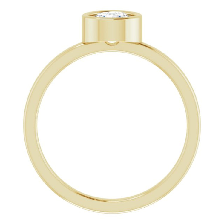 14K Yellow 5.5 mm Natural White Sapphire Ring