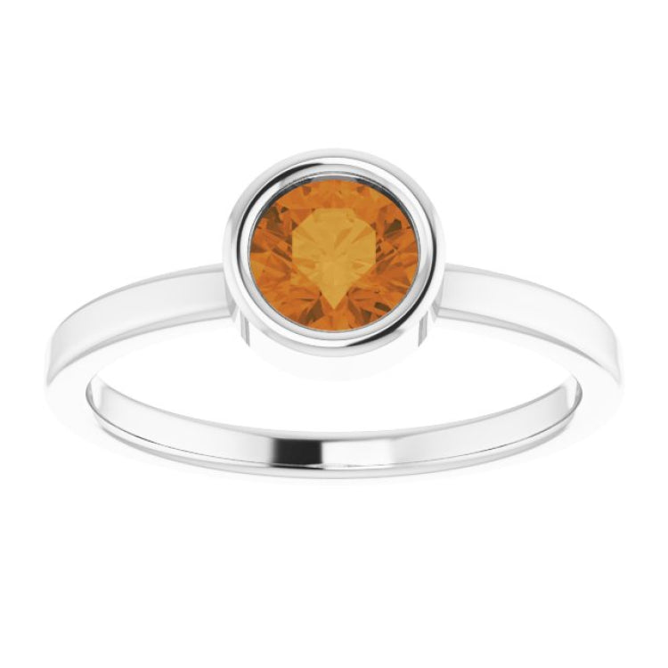 Platinum 5.5 mm Natural Citrine Ring
