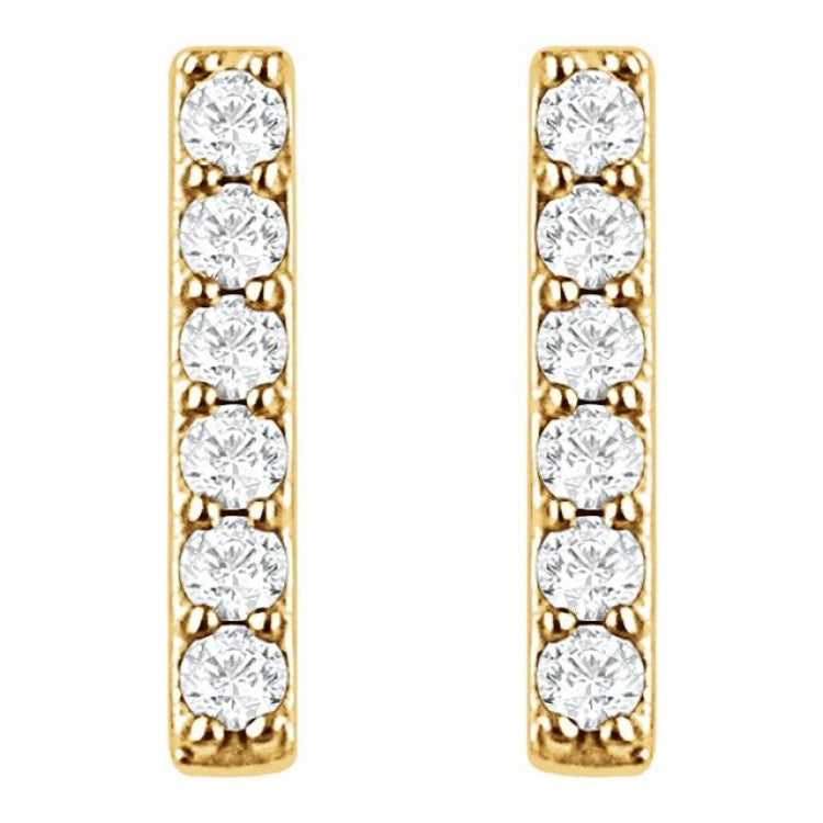 14K Yellow 1/10 CTW Lab-Grown Diamond Bar Earrings