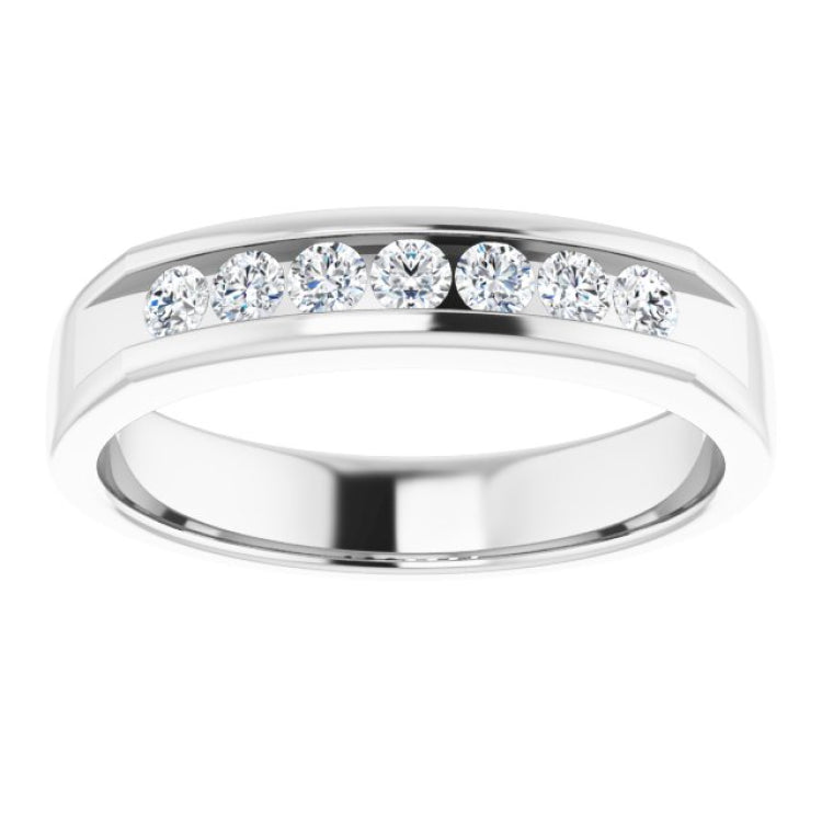 14K White 3/8 CTW Natural Diamond Band