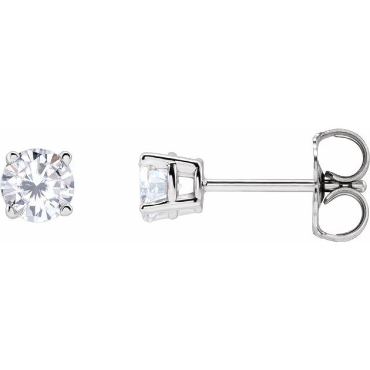 14K White 4 mm Stuller Lab-Grown Moissanite Earrings