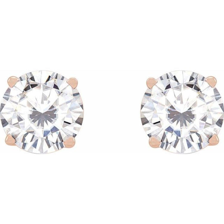 14K Rose 6.5 mm Stuller Lab-Grown Moissanite Earrings