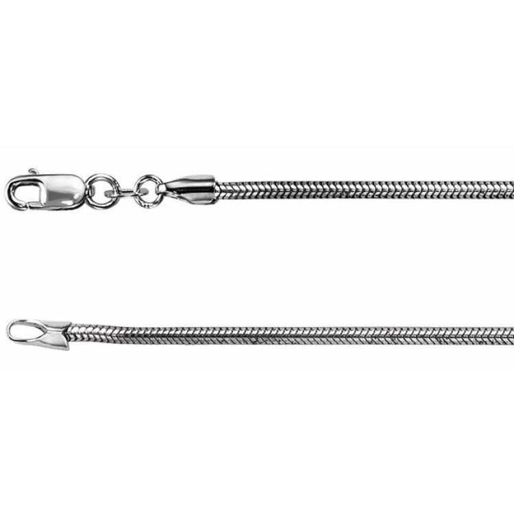 Rhodium-Plated Sterling Silver 1.5 mm Snake 20" Chain