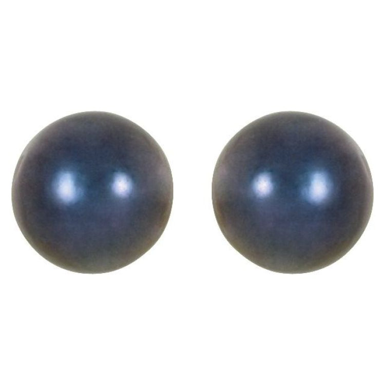14K Yellow 6 mm Cultured Black Akoya Pearl Earrings