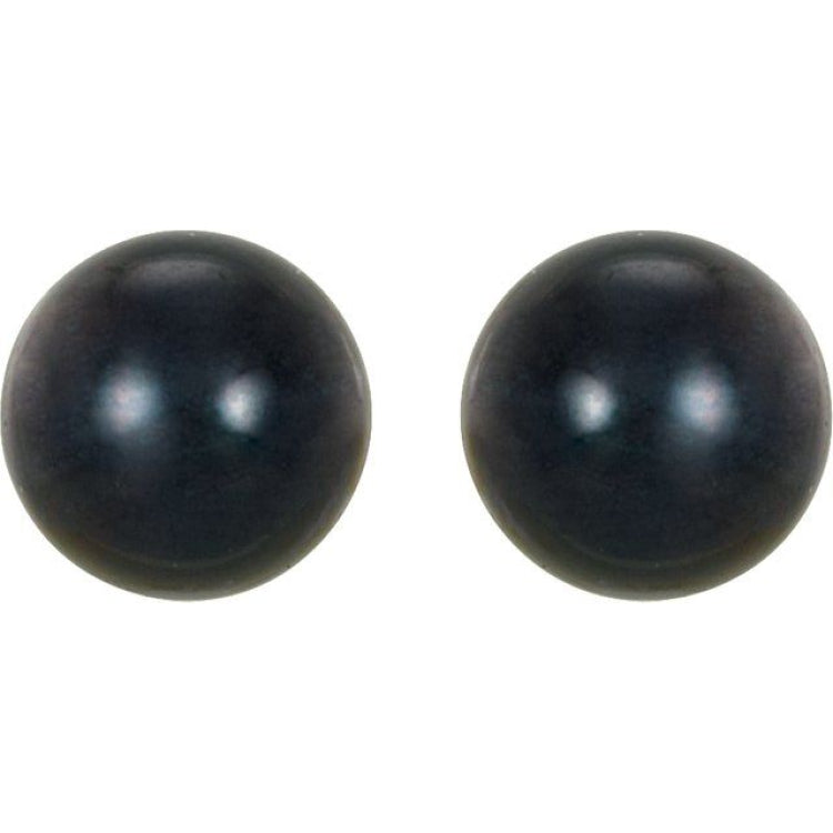 14K Yellow 8 mm Cultured Black Akoya Pearl Earrings