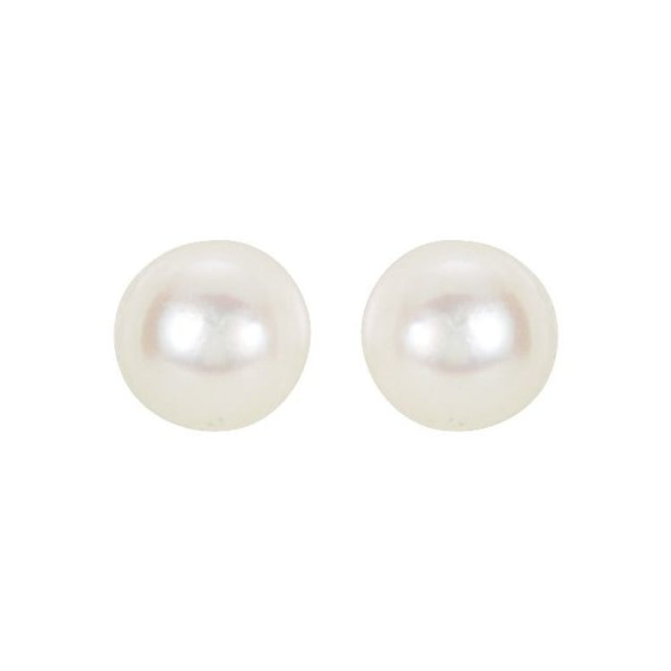 14K Yellow 4 mm Cultured White Akoya Pearl Earrings