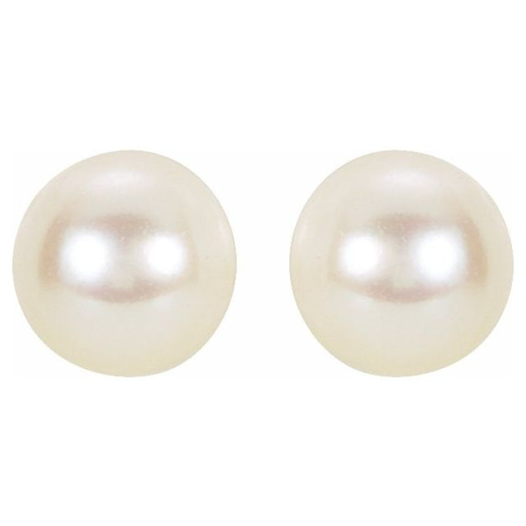 14K White 6 mm Cultured White Akoya Pearl Earrings