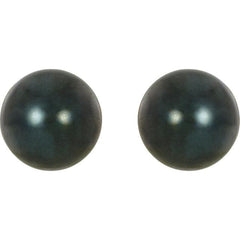 14K White 7 mm Black Akoya Cultured Pearl Earrings
