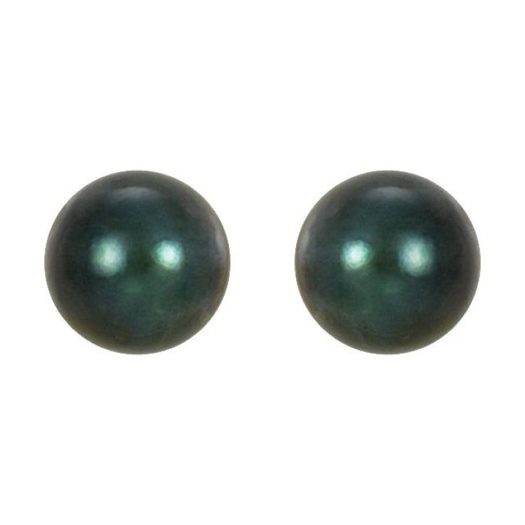 14K White  5 mm Cultured Black Akoya Pearl Earrings