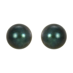 14K White  5 mm Cultured Black Akoya Pearl Earrings