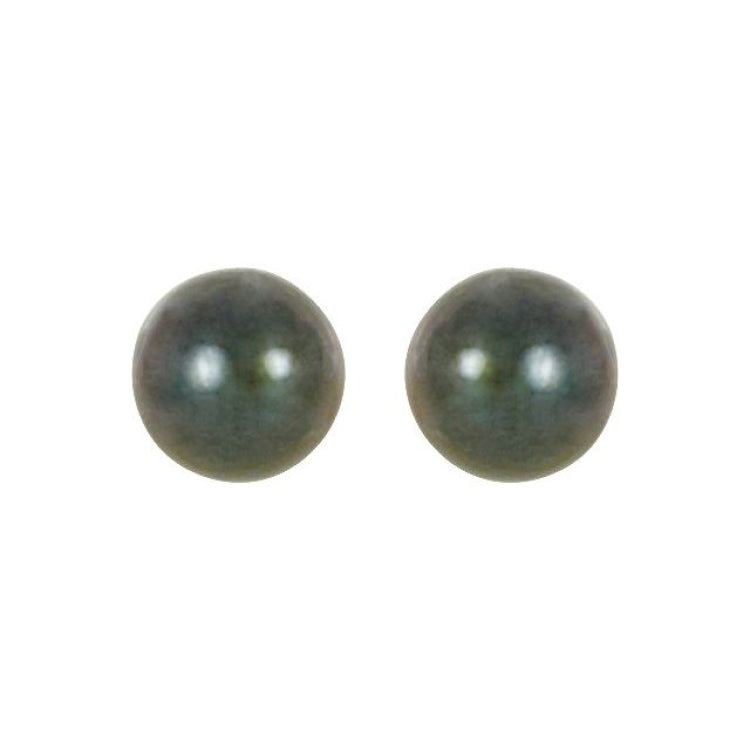 14K White 4 mm Cultured Black Akoya Pearl Earrings