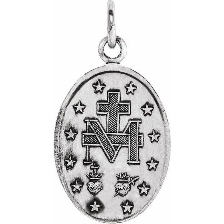 Sterling Silver 30x20 mm Oval Miraculous Medal Only