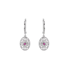 Sterling Silver Natural Ruby Lever Back Earrings