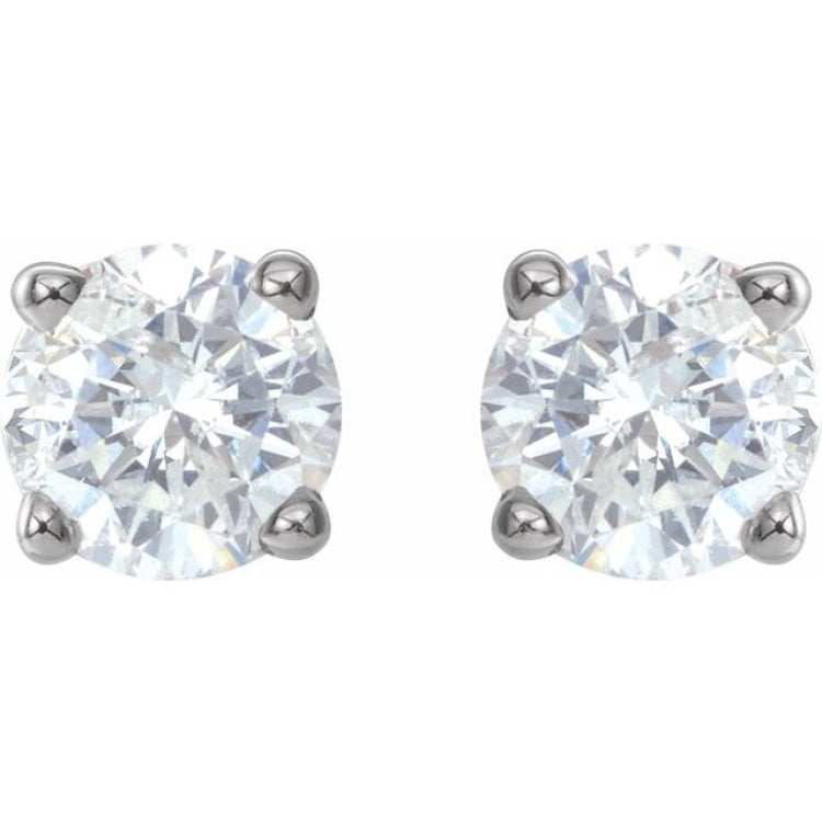 Sterling Silver 4.5 mm Imitation White Cubic Zirconia Earrings