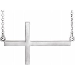 Sterling Silver 28x16.2 mm Sideways Cross 16-18" Necklace
