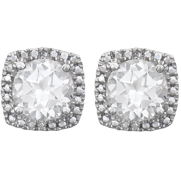 Sterling Silver Lab-Grown White Sapphire & .015 CTW Natural Diamond Earrings