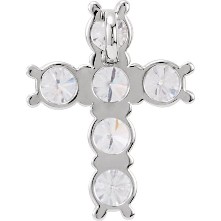 14K White 1 1/6 CTW Natural Diamond Cross Pendant