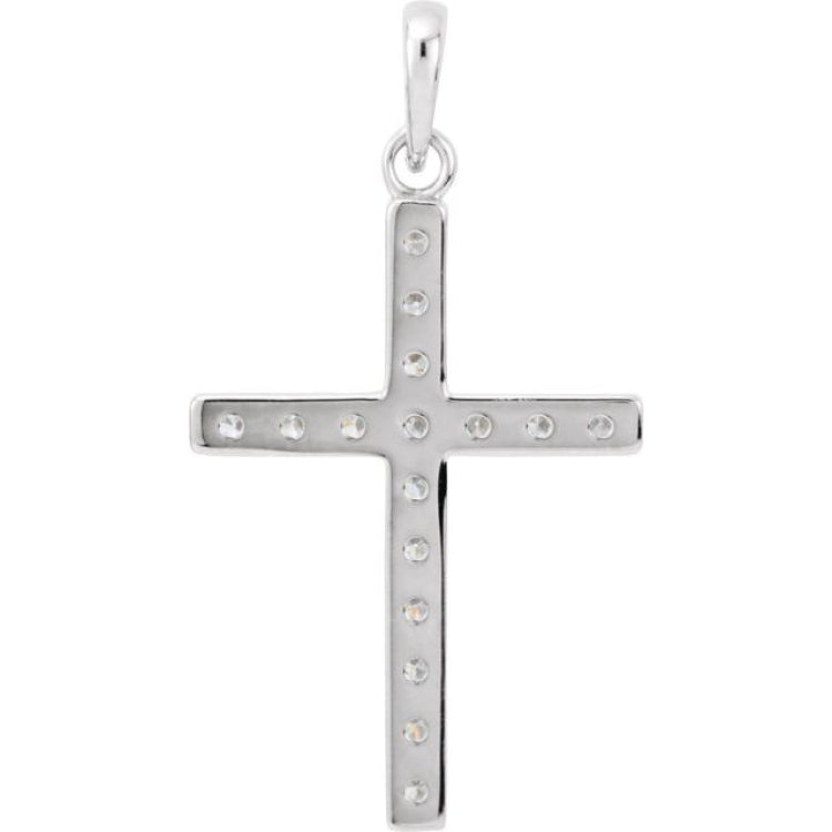 14K White 1/2 CTW Natural Diamond Cross Pendant
