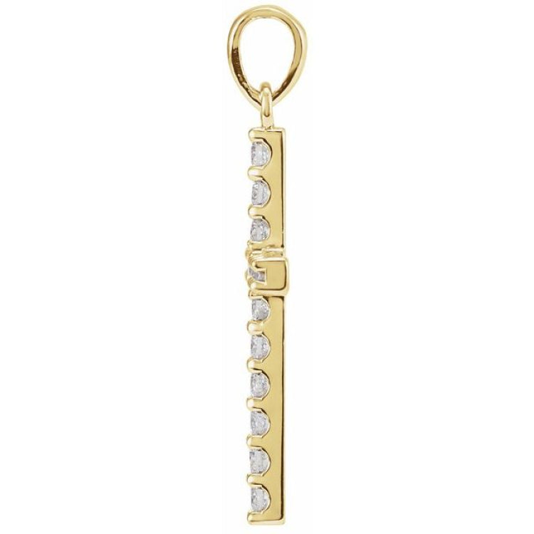 14K Yellow 1 3/8 CTW Natural Diamond Cross Pendant
