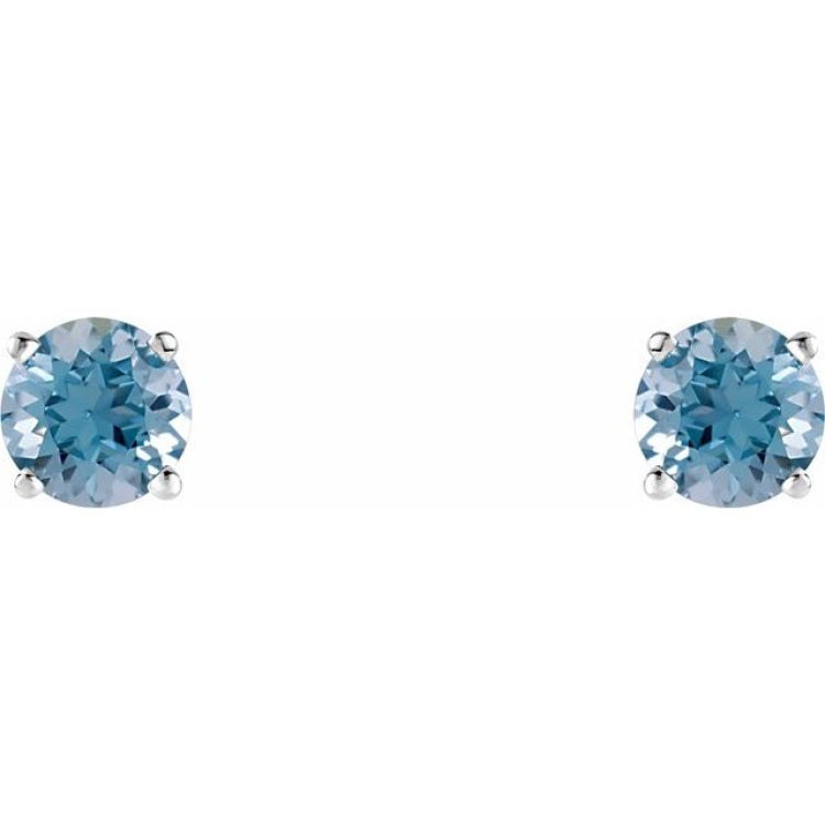 14K White 5 mm Natural Aquamarine Earrings