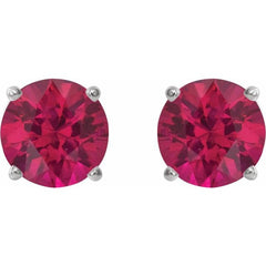 14K White 5 mm Natural Ruby Earrings
