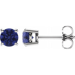 14K White 5 mm Natural Tanzanite Earrings