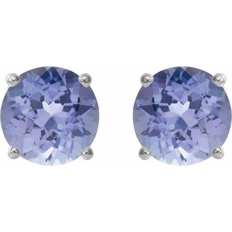 14K White 5 mm Natural Tanzanite Earrings