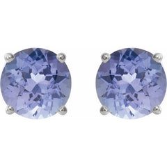 14K White 5 mm Natural Tanzanite Earrings