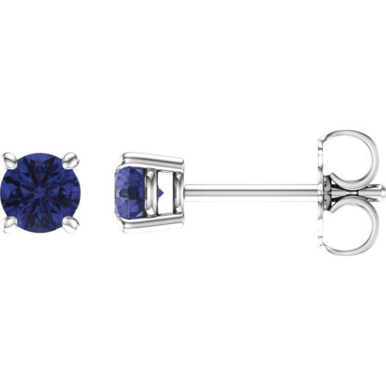 14K White 4 mm Natural Tanzanite Earrings