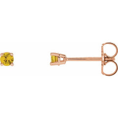 14K Rose 2.5 mm Natural Yellow Sapphire Earrings