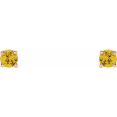 14K Rose 2.5 mm Natural Yellow Sapphire Earrings