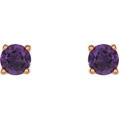 14K Rose 4 mm Natural Amethyst Earrings