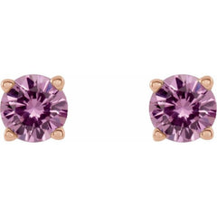 14K Rose 4 mm Natural Pink Sapphire Earrings
