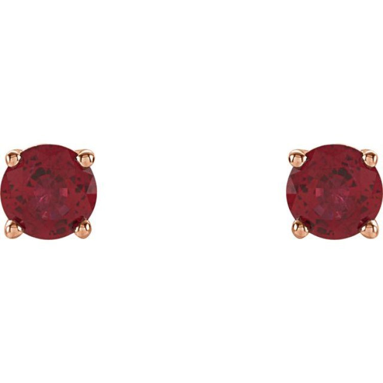 14K Rose 4 mm Natural Ruby Earrings