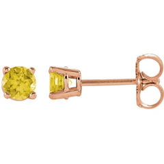 14K Rose 4 mm Natural Yellow Sapphire Earrings