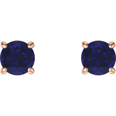 14K Rose 5 mm Natural Blue Sapphire Earrings