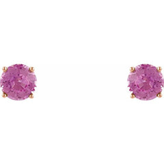 14K Rose 5 mm Natural Pink Sapphire Earrings