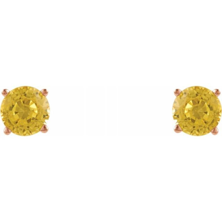 14K Rose 5 mm Natural Yellow Sapphire Earrings