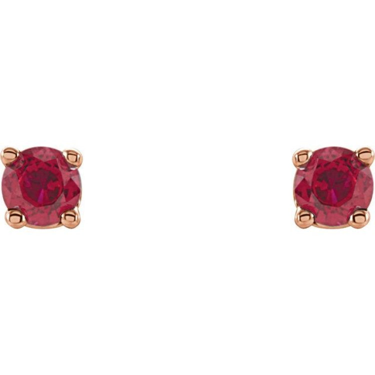 14K Rose 2.5 mm Natural Ruby Earrings