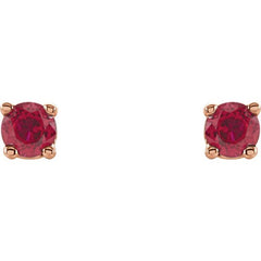 14K Rose 2.5 mm Natural Ruby Earrings