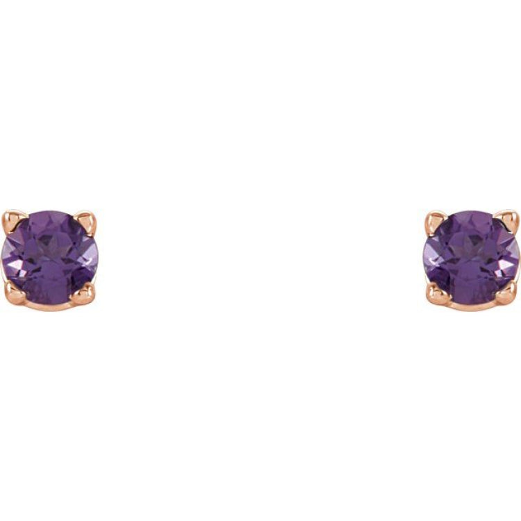 14K Rose 2.5 mm Natural Amethyst Earrings