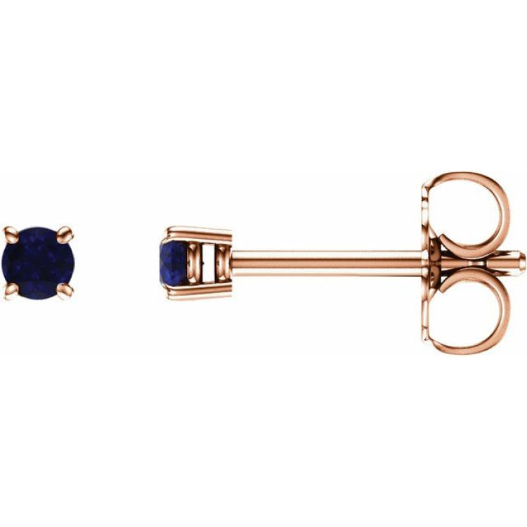 14K Rose 2.5 mm Natural Blue Sapphire Earrings