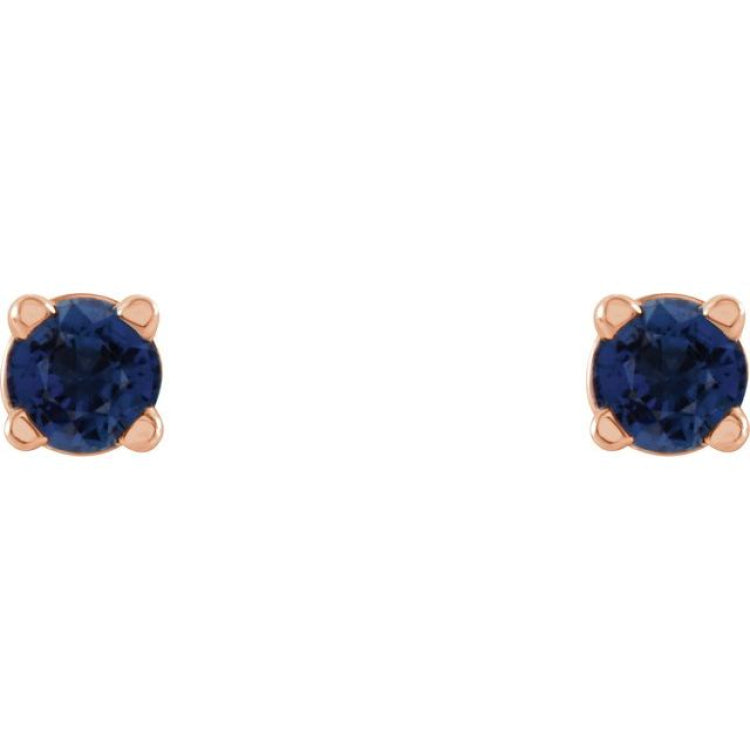 14K Rose 2.5 mm Natural Blue Sapphire Earrings