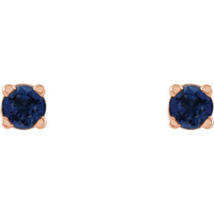 14K Rose 2.5 mm Natural Blue Sapphire Earrings