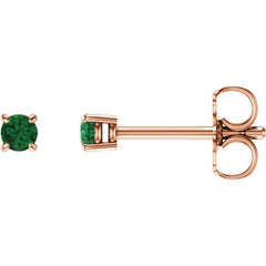 14K Rose 2.5 mm Natural Emerald Earrings