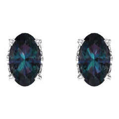 14K White Lab-Grown Alexandrite Earrings