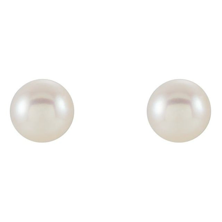 14K Yellow Cultured White Freshwater Pearl Earrings